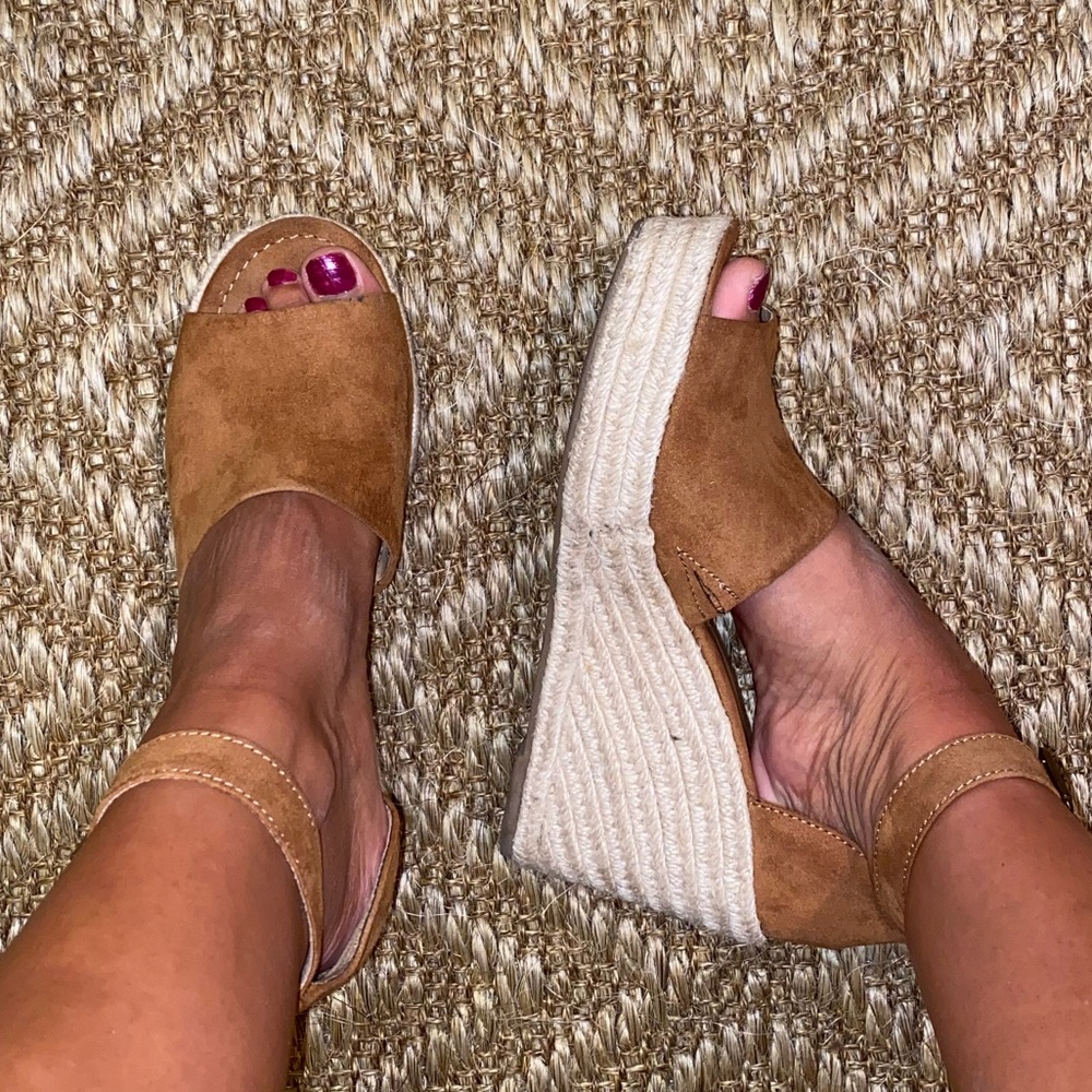 Tan Suede Wedge Sandal
